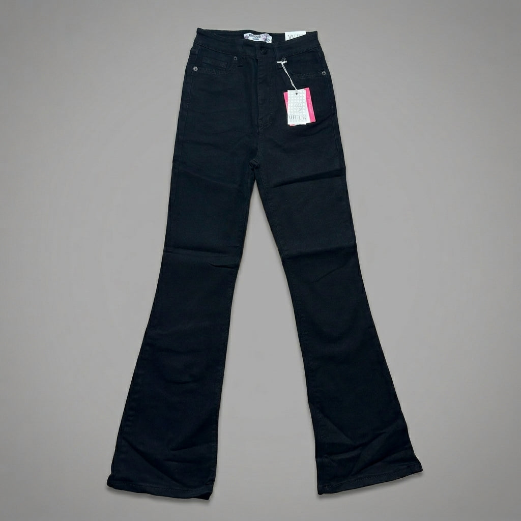 Blugi flare fit Miele negri cu talie înaltă
