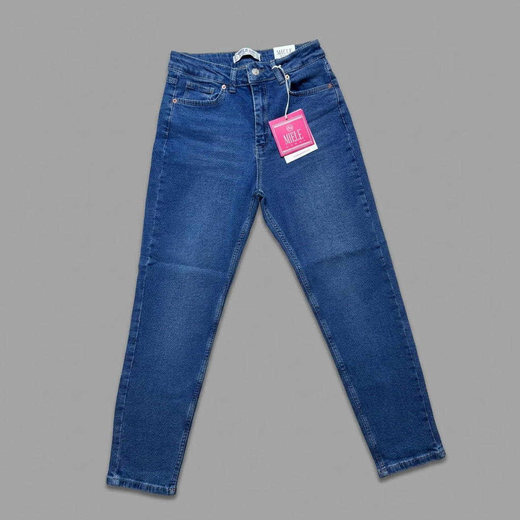 Blugi slim fit Miele albastru cu talie înaltă