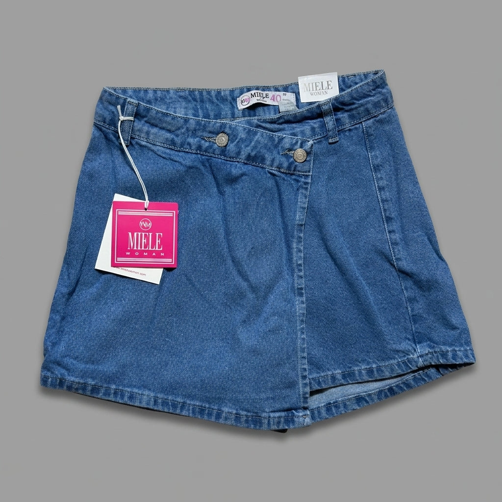 Asymmetrically closed blue denim culottes Miele Woman