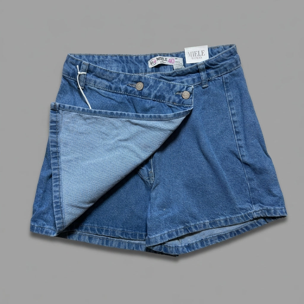 Asymmetrically closed blue denim culottes Miele Woman