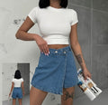 Asymmetrically closed blue denim culottes Miele Woman