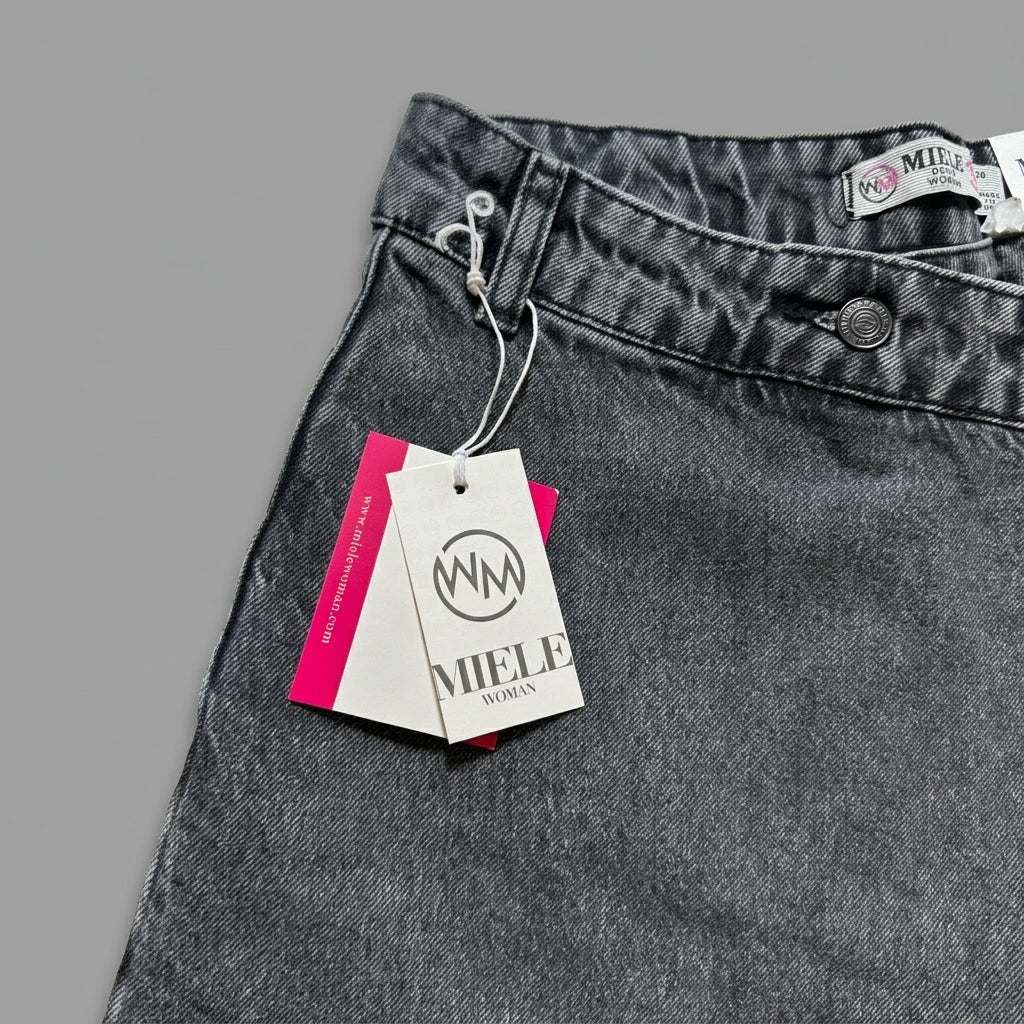 Asymmetrically closed gray denim culottes Miele Woman