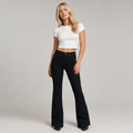 Blugi flare fit Miele negri cu talie înaltă