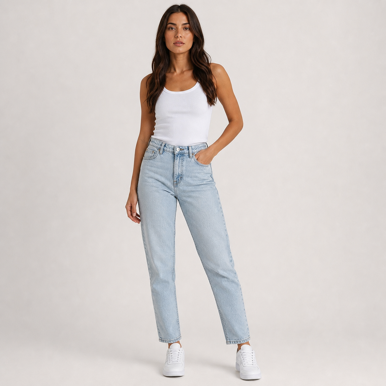 Blugi FAF cu croială mom fit clasică