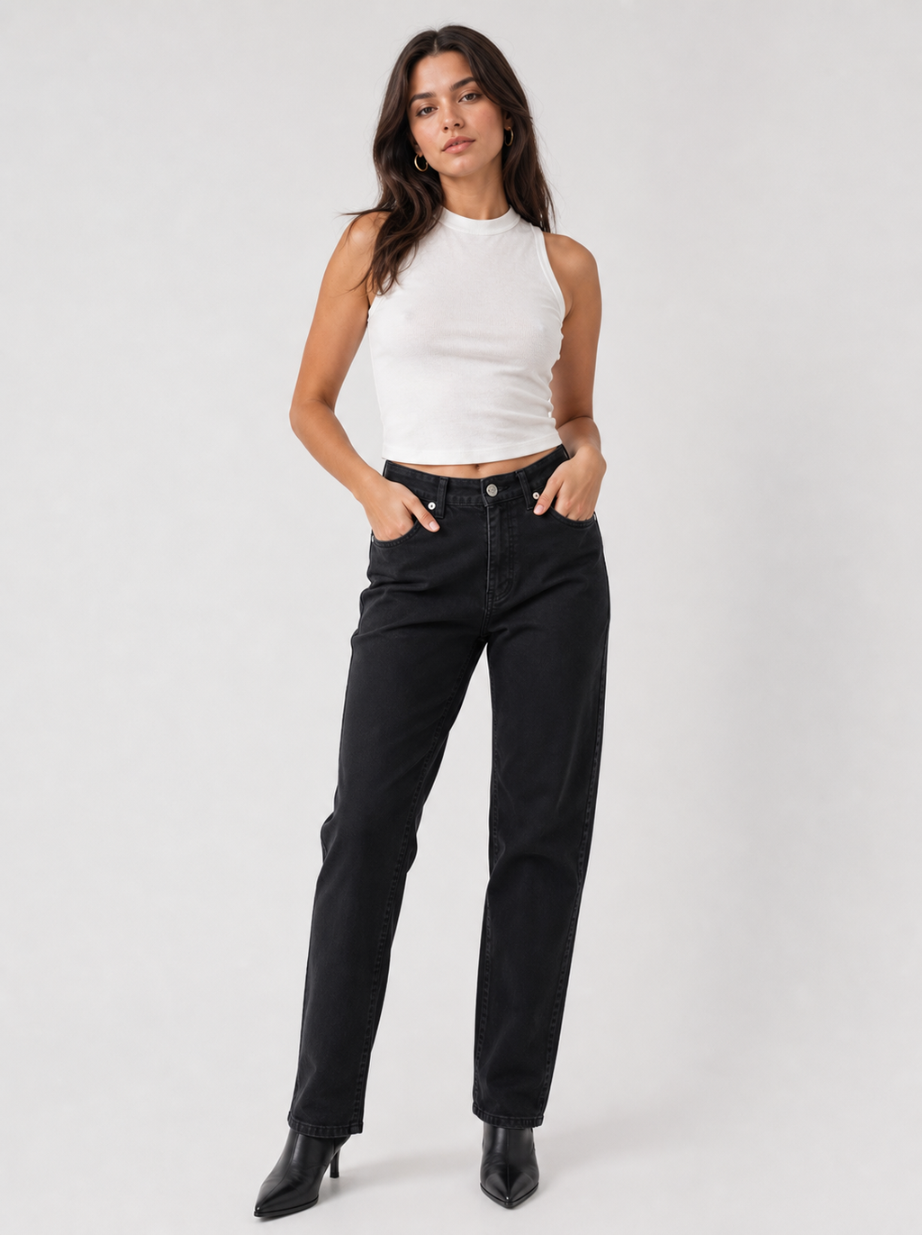 Blugi drepti Love Me din denim negru