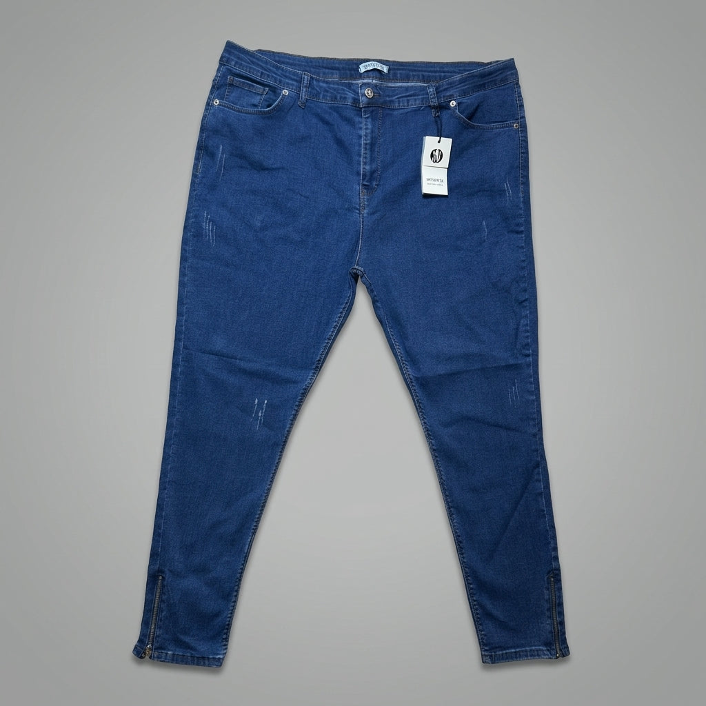 Blugi skinny fit Noventa albastru cu fermoare la gleznă