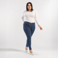 Blugi skinny fit Noventa albastru cu fermoare la gleznă